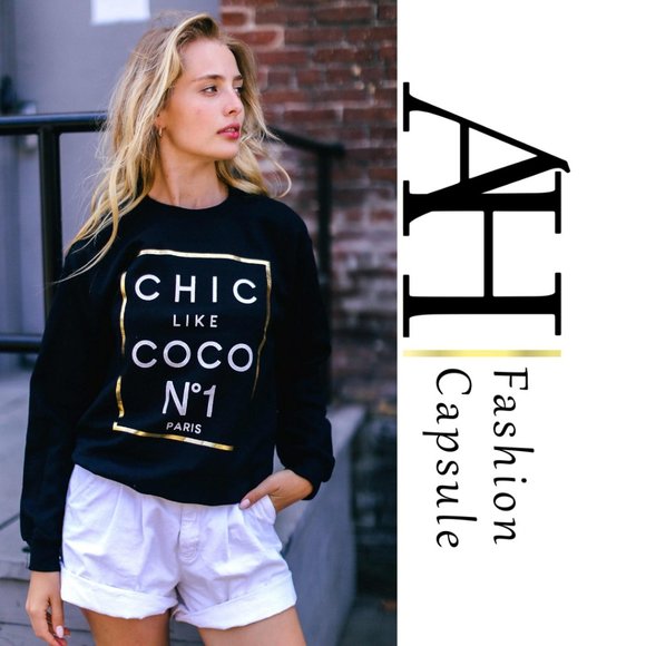 Small Black Chic like Coco Graphic Sweatshirt-copy - Picture 2 of 3
